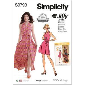 Simplicity S9793‎ Misses Tie-Front Wrap Halter Dress Pattern Size 18-26